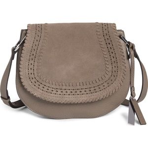 Kirie Suede & Leather Crossbody Saddle Bag
